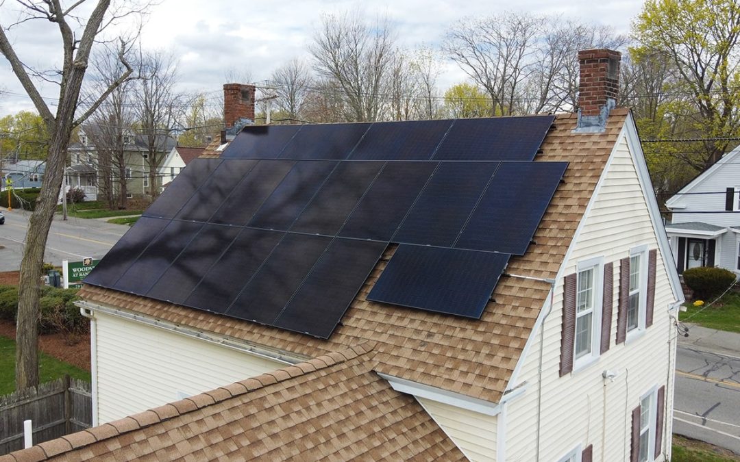 Here is a picture of our NH solar panels. The solar installation is on both sides of the roof of the house. Our NH solar company installs solar panels all over New England, including Massachusetts, Rhode Island, Maine, Vermont, and beyond.